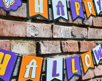 Happy Halloween Banner  -  Trick or Treat Garland  -  Spooky Birthday Party Decoration