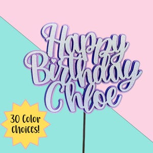 Personalized Happy Birthday Cake Topper | Custom White Glitter Party Decoration & 3D Centerpiece
