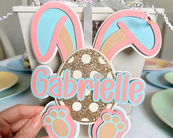 Personalized Easter Bunny Name Tag | Custom Basket Gift Tags | Golden Egg | Spring Party Decor