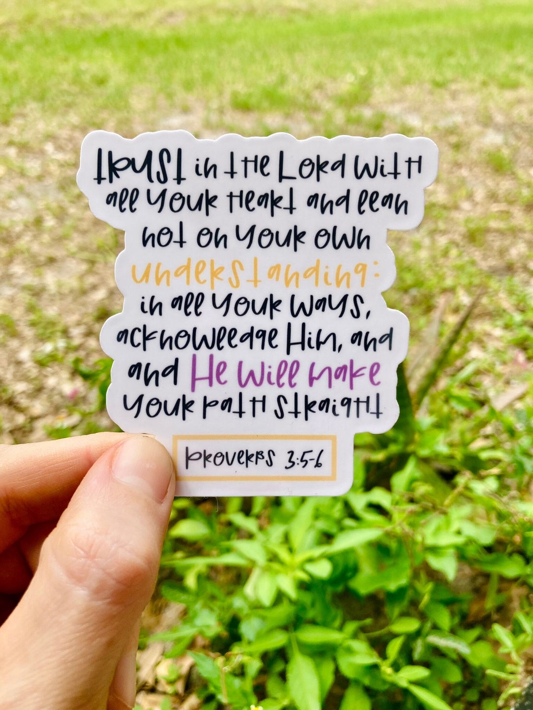Waterproof Sticker, Die Cut Sticker, Custom Bible Sticker, Proverbs 3:5 ...