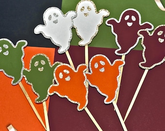 Ghost Cupcake Topper Picks, Halloween Cake Decorations, Spooky Glitter Fall Supplies, School Halloween Party