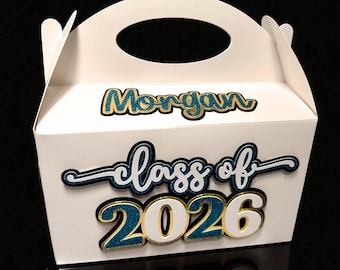 Personalized Graduation Favor Box | Class of 2026 Goodie Bag | School Colors | Grad Party Decorations