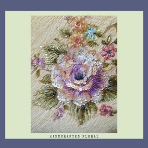 Handcrafted Floral Beaded Embroidery Art - 32 x 32 cm