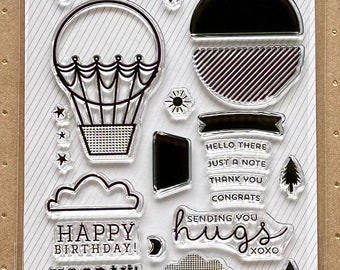 Hot Air Balloon 26pc clear stamp set by In a Creative Bubble + Studio Calico | card making | scrapbooking | sentiment stamps