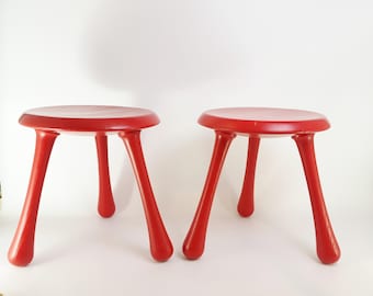 Pair of Red Pine Stools by Ingvard Kamprad for Habitat, 2004