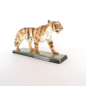 Large (14.57in) Art Deco / Art Nouveau Porcelain Tiger Figurine
