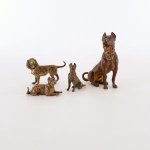 Cold Painted Vienna Bronze Miniature Dog Sculptures – Antique Decor – Late 1800s / Early 1900s