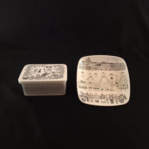 Raija Uosikkinen, Arabia, Finland – Mid Century Bowl and Butter Dish with Lid &quot;Emilia&quot; – 1950s / 1960s