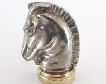 Pewter and Brass Horse Seal Stamp – Scandinavian Vintage Decor – 1920s / 1940s
