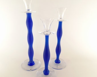 3 bougeoirs en verre Celeste Frost – Anne Nilsson, Orrefors