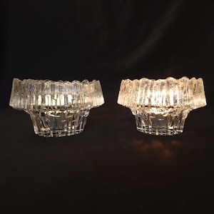 Tapio Wirkkala, Iittala, Finland – (2 pcs) Glass Candle Holders / Bowls &quot;Stellaria&quot; – Scandinavain Vintage Decor – 1970s