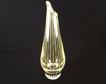 Vase d'art moderne du milieu du siècle en verre à rayures jaunes - Johansfors, Suède - Verre vintage scandinave - Années 1950