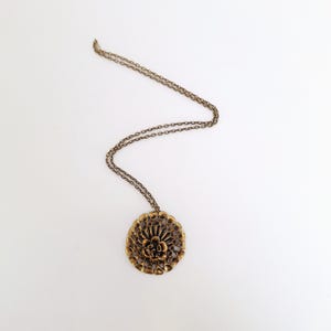 Bronze Pendant Necklace Lava / Reindeer Moss – Hannu Ikonen, Valo-Koru, Finland – Scandinavian Vintage Jewelry – 1970s
