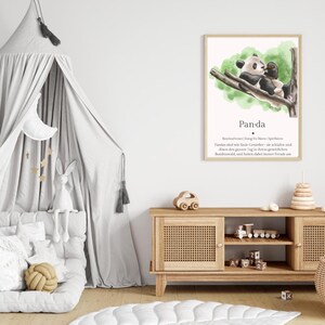 Tierposter "Panda" | Kinderzimmer Deko | Digitaler Download | Lernposter Tiere | A5 A4 Druck | Wandkunst für Kinderzimmer