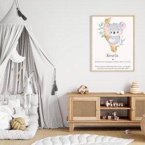 Póster de animales "Koala" | Decoración de habitaciones infantiles | Descarga digital | Póster de aprendizaje de animales | Impresión A5 A4 | Arte mural para habitaciones infantiles