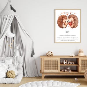 Póster de animales "Erizo" | Decoración de habitaciones infantiles | Descarga digital | Póster de aprendizaje de animales | Impresión A5 A4 | Arte mural para habitaciones infantiles