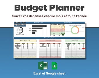 Monthly and Yearly Budget Planner French Version | Google Sheets and Excel | Expense Tracker | Personal Finance