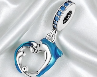 Dolphin Bracelet Charm, Sterling Silver Dangle Ocean Pendant, Fits On Pandora Bracelet, Ocean Lover Gift Jewellery, Ocean Jewellery