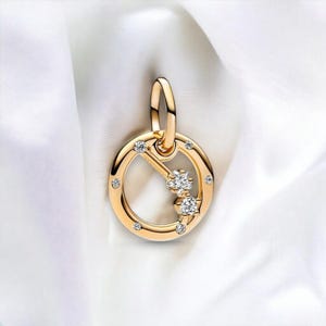 Złoty urok Barana, Elegancki urok bransoletki ze znakiem zodiaku Barana, 14-karatowy pozłacany urok zodiaku, Biżuteria Barana, Pasuje do bransoletki Pandora