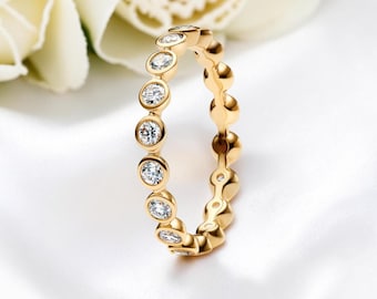 Gold Eternity Ring for Her, Gold Crystal Eternity Ring for Women, Stacking Band Ring Gift for Her, Minimal Gold Ring Jewellery for Her