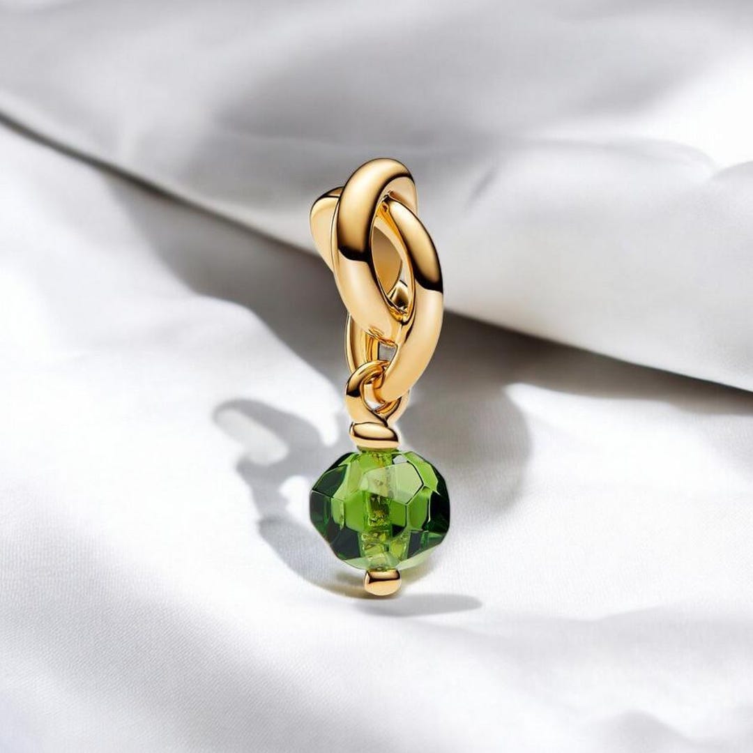 August Birthstone Dangle Charm, 14k Gold Birthstone Pendant, Elegant ...