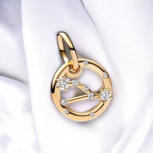 Zawieszka Taurus, Złota zawieszka Taurus, Zawieszka zodiakalna pozłacana 14-karatowym złotem, Pasuje do bransoletki Pandora, Złota zawieszka Taurus Jewellery, Prezent zodiakalny