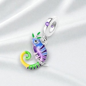 Charming Forest Chameleon Silver Beaded Accessories, Cute DIY Animal Bracelet, Necklace or Pendant, Jewellery for Women, Gift for Her