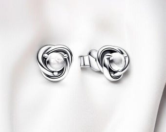 Preciosos pendientes de plata con piedra natal de abril, pendientes de piedra transparente, joyas de piedras preciosas, delicados pendientes de plata con forma de círculo de eternidad, regalo para novia.