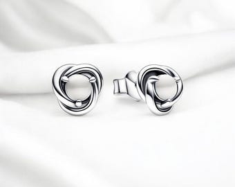 Preciosos pendientes de plata con piedra natal de junio, delicados pendientes de plata con forma de círculo de eternidad, pendientes de piedra blanca, joyas con piedras preciosas, regalo para novia.