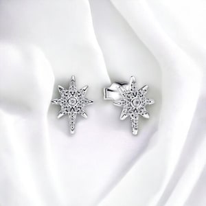 North Star Stud Earrings, North Star Jewellery, Silver Earrings Stud, Jewellery Gift, Gift For Mom, Star Earrings, Sparkling Earrings