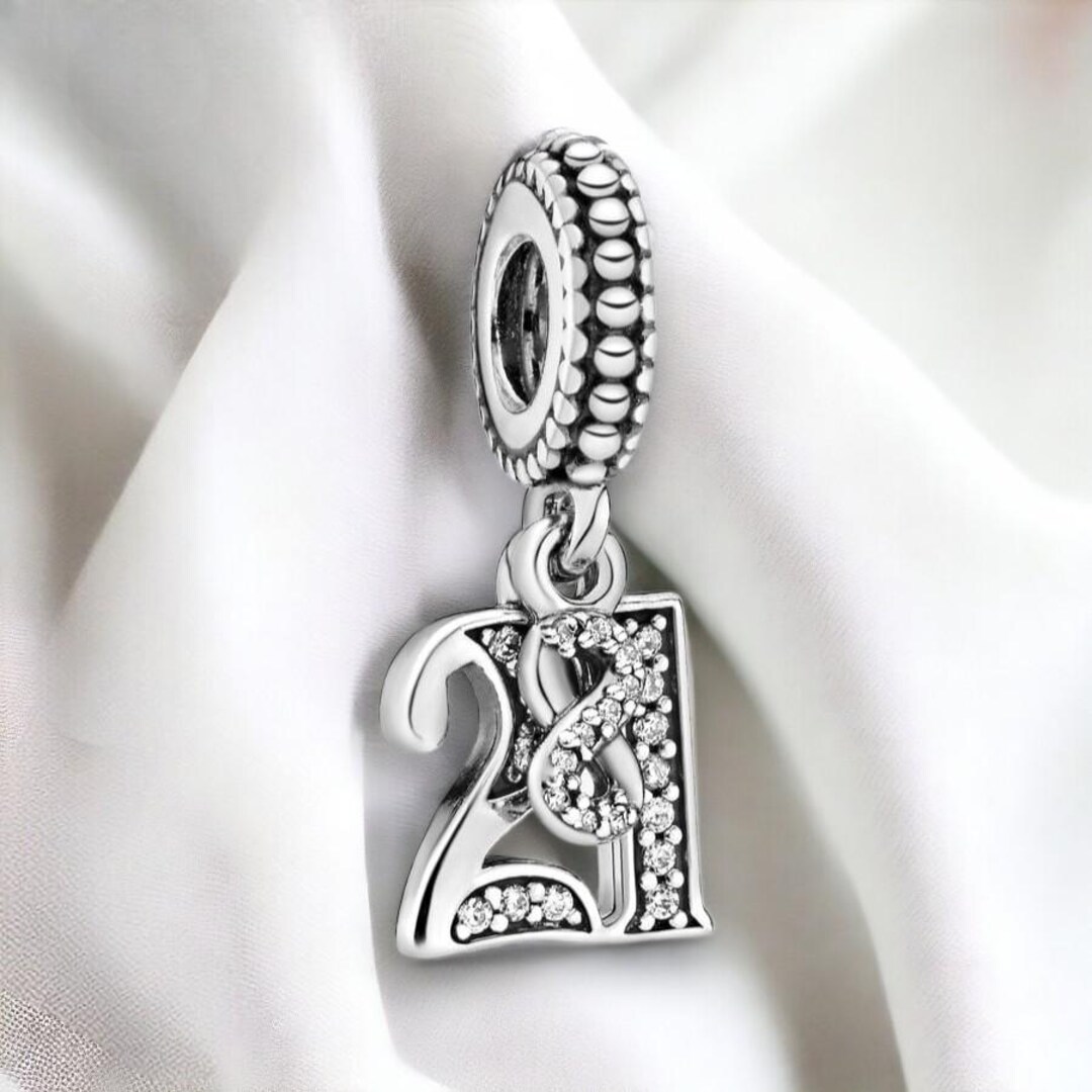 Elegant 21st Birthday Charm, Cute Bracelet Charm, Birthday Charm, 925 Silver Celebration Charm Elegant 21st Birthday Charm, Cute Bracelet Charm, Birthday Charm, 925 Silver Celebration Charm