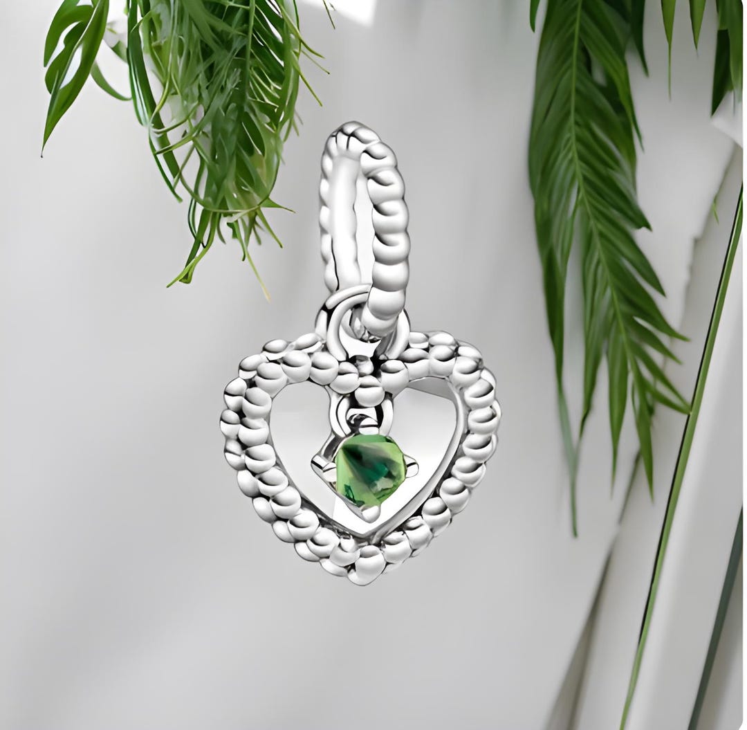 August Birthstone Charm, August Heart Charm, Birthday Charm, Genuine ...