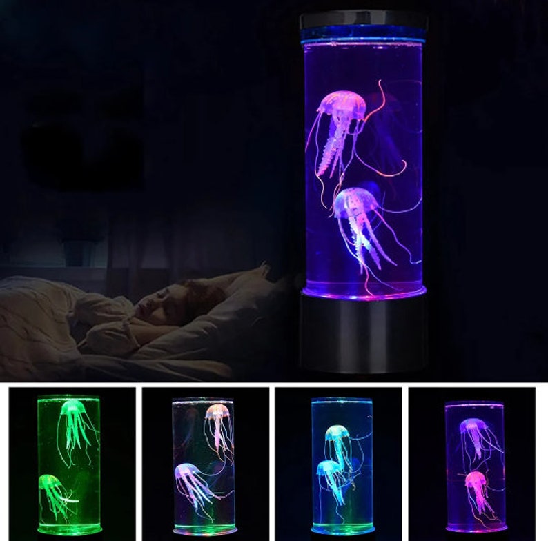 Mooie kwallenlamp, gekleurde dierentafellamp, bewegende lavalamp, LED, nachtlampje voor kinderen afbeelding 2