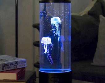 Preciosa lámpara de medusa, lámpara de mesa de animales de colores, lámpara de lava móvil, LED, luz nocturna para niños