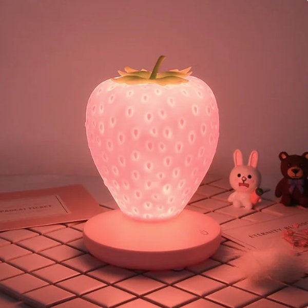 Cute Strawberry Lamp for Girls, Nightlight for her, Fruit LED Roomdecor, Strawberry Luster for your Kids, Berry Light for woman