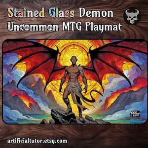 Demonio de Vitral - *POCO COMÚN* - 61 x 35 cm - Tapete de juego MTG o tapete de juego de mesa para TCG