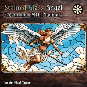 Ángel de vidrieras - 24"x14" - *UNCOMMON* MTG Playmat o tapete de juego de mesa para TCG