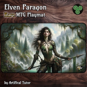 Elven Paragon - 24"x14" - Tapete de juego MTG o tapete de juego de mesa para TCG