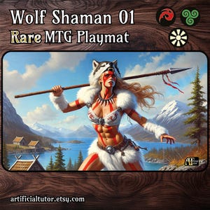 Wolf Shaman 01 *RARE* 24"x14" - Playmat - Mousepad