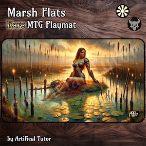 Marsh Flats I - 24"x14" - *RARO* Tapete de juego MTG o tapete de juego de mesa para TCG