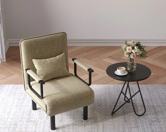 Modern Futon Recliner Armchair Folding Chair Single Sleeper Sofa Chair Bed Linen
