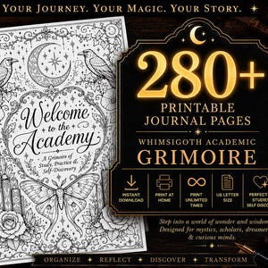 Whimsigoth Academy Planner | 280+ Page Printable Journal | Witchy ADHD Planner PDF | Mystical Study Binder | Tarot & Shadow Work Journal