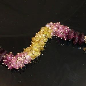 Midsummer's Night bracelet yellow and shades of pink tourmaline, lemon quartz rounds and vermeil accents afbeelding 3