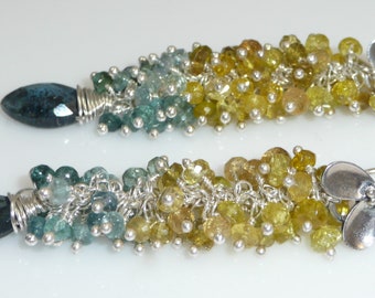 Easy Like Sunday Morning - paraiba blue and yellow tourmaline, blue kyanite and sterling silver earwires