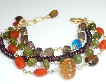 Be the Light - citrine, carnelian, vessonite, smoky and honey quartz, apatite, red garnet, amethyst, gold-filled & vermeil accents bracelet