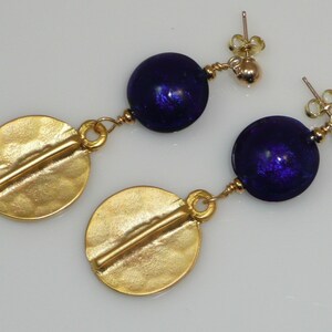 Aphrodite earrings Venetian silver foil beads, gold-plated brass pendants, gold-filled posts image 3