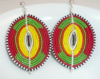 The Grenadines earrings - silver plated ovals, seed beads, non-tarnish artistic wire, sterling links and posts