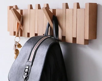 Solid Wood Piano Key Coat Rack