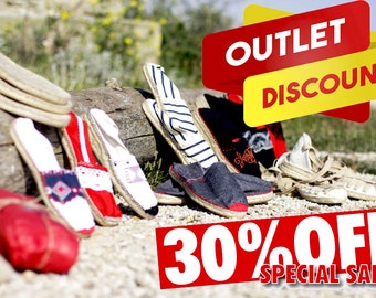 Embroidered flat espadrilles OUTLET 30% Discount. Organic cotton. Made in Spain