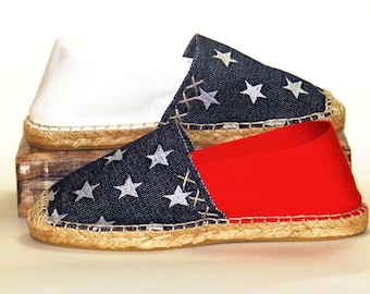 American Flag Shoes Espadrilles. Flat Sole. Organic cotton.  Alpargatas made in Spain
